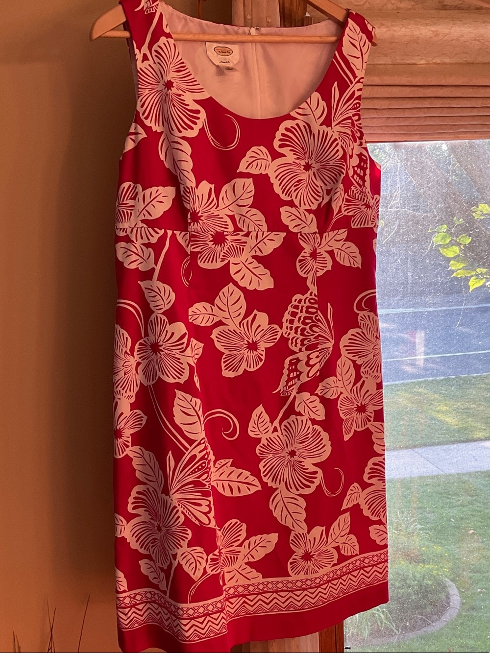 Talbots Pink White Floral Sleeveless Dress 14